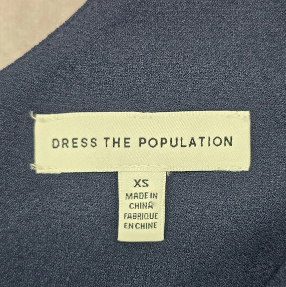 Dress the Population NWOT Alicia Midnight Blue Crepe Bodice Chiffon Dress - Picture 6 of 15